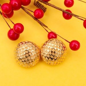 Vintage Christian Dior Round Gold Signed Earrings